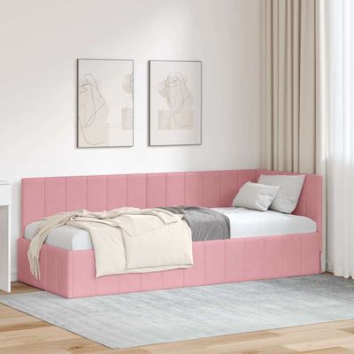vidaXL Rohový rám postele s čelnou doskou Ružová 80 cm x 200 cm Zamat