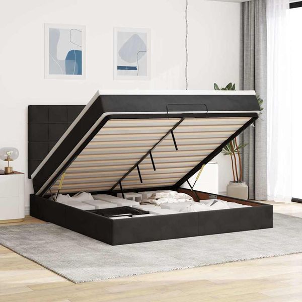 vidaXL Osmanský rám postele s matracmi čierna 160x200 cm zamat