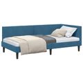 vidaXL Rohový rám postele s čelnou doskou Modrá 80 cm x 200 cm Zamat