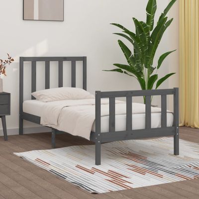 vidaXL Posteľný rám, sivý drevený masív 75x190 cm malé jednolôžko