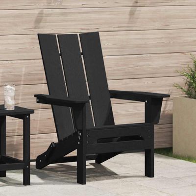 vidaXL Skladacia Adirondack kreslo Čierna 80,5 x 74,5 x 92 cm HDPE