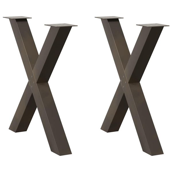 vidaXL Nohy k jedálenskému stolu v tvare X, 2 ks, prírodná oceľ, 80 x (72-73) cm, oceľ