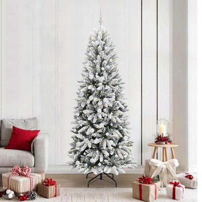 vidaXL Umelý vianočný stromček Biela 210 cm PVC a plast a oceľ a PE