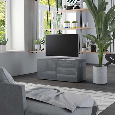 vidaXL TV skrinka, lesklá sivá 80x34x36 cm, drevotrieska