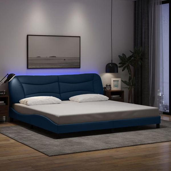 vidaXL Rám postele s LED bez matraca Hvar modrá 200x200 cm látka