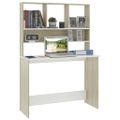 vidaXL Stôl s policami, biela a sonoma 110x45x157 cm, kompozitné drevo