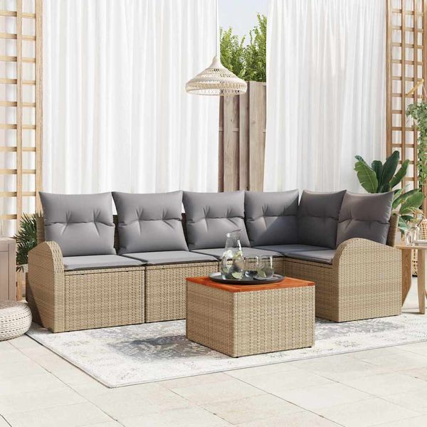 vidaXL Súprava záhradných pohoviek 6 pcs Beige a svetlo šedá polyratan