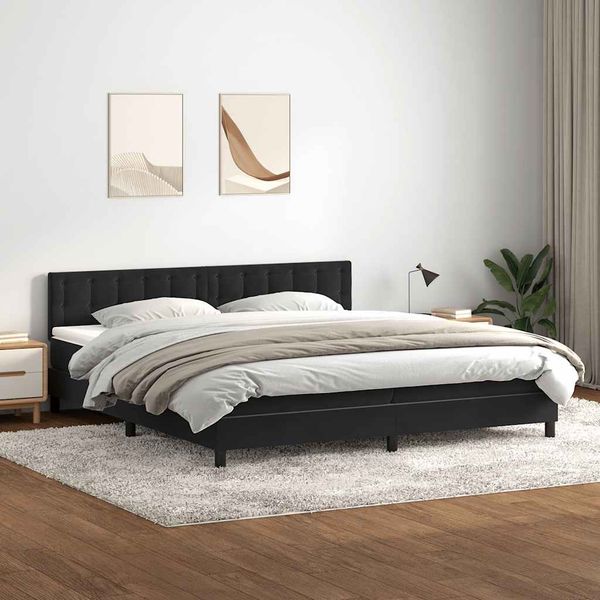 vidaXL Box Spring Posteľ s matracom Čierna 180x220 cm Zamat