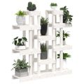 vidaXL Stojan na rastliny biely 104,5x25x109,5 cm masívna borovica