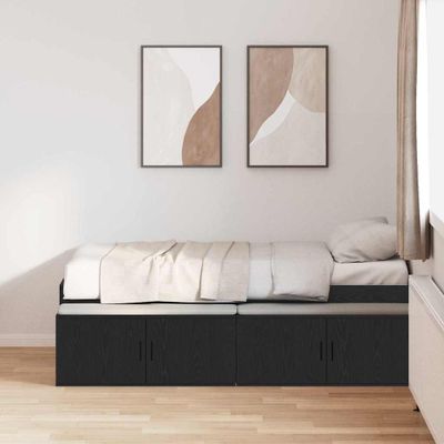 vidaXL Rám postele s dverami Čierny dub 100 x 200 cm Kompozitné drevo