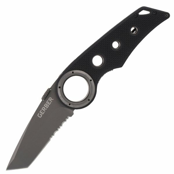 Gerber 31-003641 Remix Part. Serrated vreckový nôž 7,7 cm, celočierna, G10