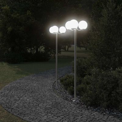 vidaXL Vonkajšie stojace lampy 2ks strieborné 215cm nehrdzavejúca oceľ