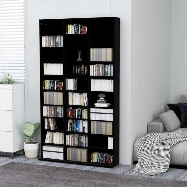 vidaXL Skrinka na CD, čierna 102x23x177,5 cm, kompozitné drevo