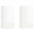vidaXL | Nástenný TV kabinet | 2 pcs Vysoký lesk bielej 31 x 30 x 60 cm