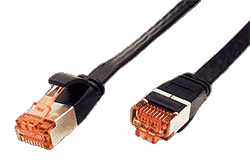 FTP patchkabel kat. 6, plochý, černý, 1,5m