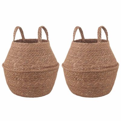 vidaXL Kvetináč s uchami 2 pcs Prírodná Ø 22 x 20 cm 100% Morská tráva