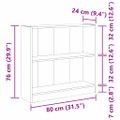 vidaXL Regál na knihy 80 x 24 x 76 cm Kompozitné drevo Čierny dub