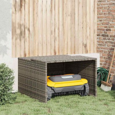vidaXL Garáž na robotickú kosačku sivá 86x90x52/57 cm polyrattan