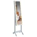 vidaXL Voľne stojace zrkadlo s LED, biele 34x37x146 cm