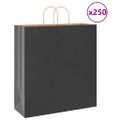 vidaXL Papierové tašky 250 ks s rúčkami, čierna, 45x17x48 cm