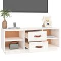 vidaXL TV skrinka biela 100x34x40 cm masívna borovica