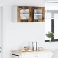 vidaXL Nástenný sklenený kabinet PORTO Staré drevo 80 x 31 x 40 cm