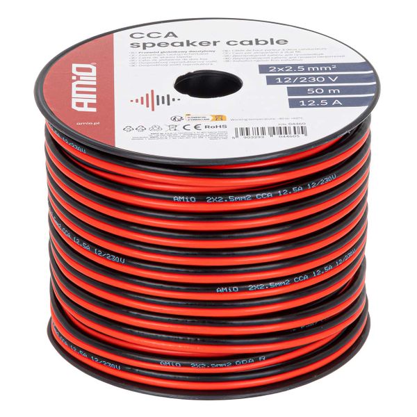 Vodič reproduktora dvojžilový CCA 2x2,5mm2 50m 12,5A AMiO-04460