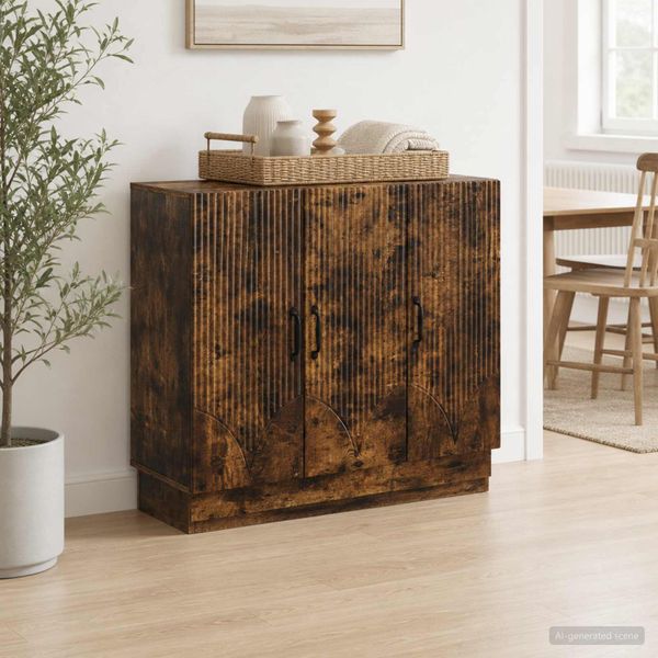 vidaXL Servírovacia skriňa Dymový dub 89 x 34,5 x 77 cm