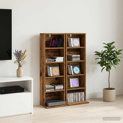 vidaXL CD Skrinka 2 ks Staré drevo 33 x 23,5 x 97,5 cm