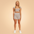 Dámske tričko Cropped Sense Grey - BeastPink, veľkosť S, veľkosť oblečenia S