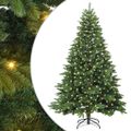 vidaXL Umelý vianočný stromček s 300 LED-i Zelená 180 cm PE a PVC