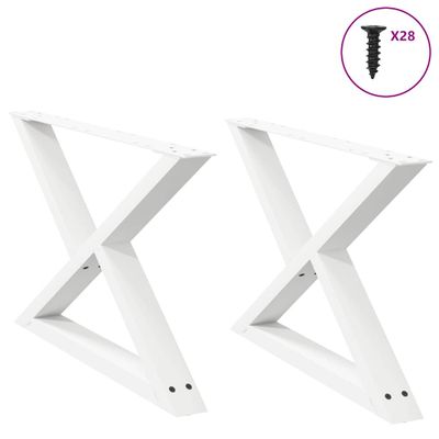 vidaXL Nohy konferenčného stolíka 2 ks biele 70 x (42-43,3) cm oceľové