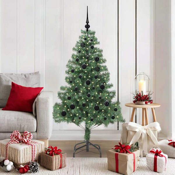 vidaXL Vianočný stromček s 150 LED-i so stojanom Zelená 150 cm PVC