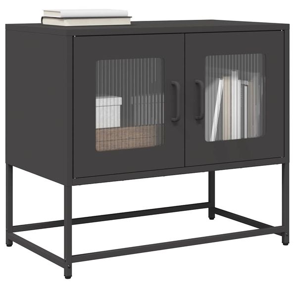 vidaXL TV skrinka Čierna 68x39x60,5 cm Oceľ valcovaná za studena