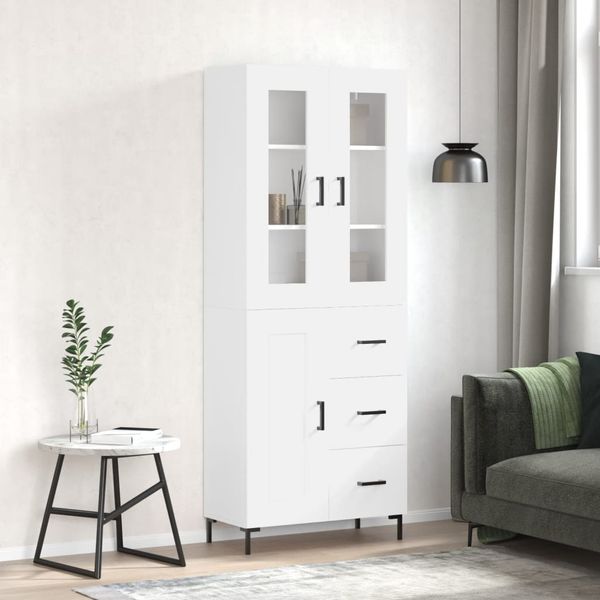 vidaXL Vysoká skrinka biela 69,5x34x180 cm spracované drevo