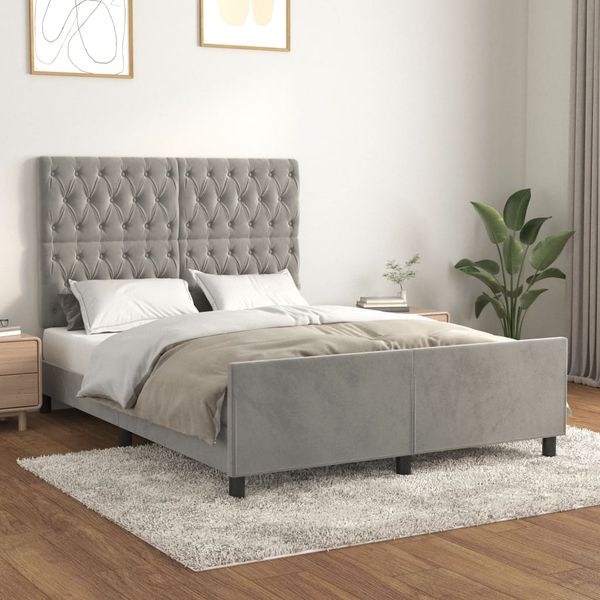 vidaXL Posteľ bez matraca bledosivý 140x200 cm zamat
