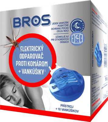 06940 Bros Elektrický odparovač proti komarom + vankúšiky – 10 kusov
