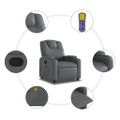 vidaXL Masážne kreslo s polohovacím mechanizmom, sivé, umelá koža