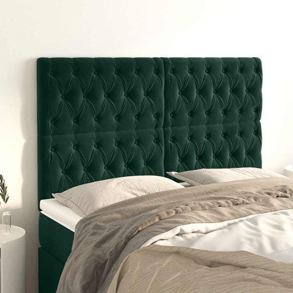 vidaXL Čelo postele tmavozelené 144x7x118/128 cm zamatové