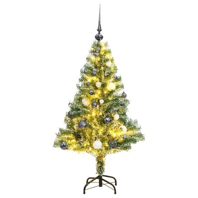vidaXL Umelý vianočný stromček 150 LED, gule a vločky snehu 150 cm