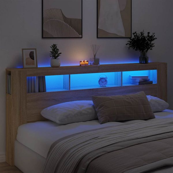 vidaXL Čelo s LED dub sonoma 220x18,5x103,5 cm kompozitné drevo