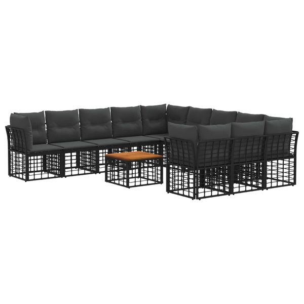 vidaXL Záhradná súprava gaučov 12 pcs Čierna a tmavošedá Polyester