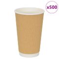 vidaXL Papierové šálky na kávu 500 ks 16oz 400ml hnedá