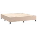 vidaXL Boxspring posteľ matrac a LED kapučínová 180x200 cm umelá koža