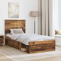 vidaXL Rám postele Staré drevo 90 x 200 cm Masívne borovicové drevo