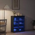 vidaXL LED komoda Čierny dub 81 x 37 x 100 cm Kompozitné drevo