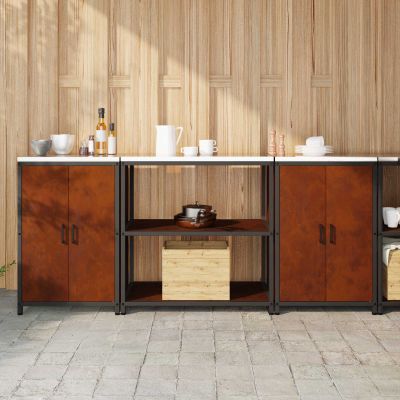 vidaXL Kuchynský úložný set HATTEM 3 pcs Hrdzavý Oceľ