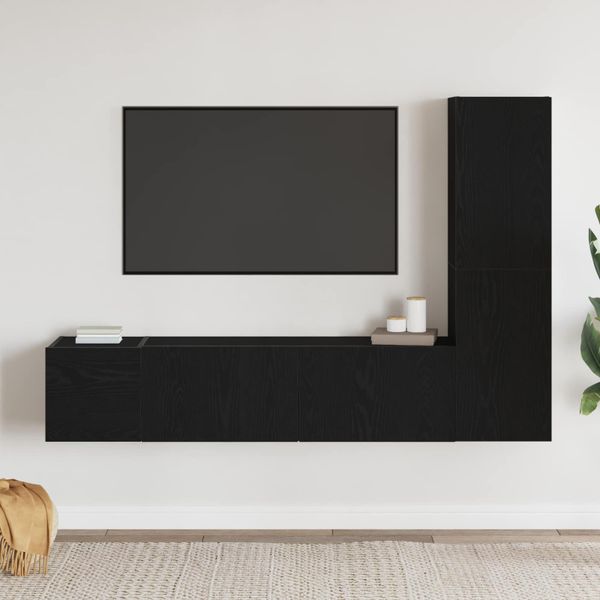 vidaXL Zostava TV skriniek 4 pcs Čierny dub 130,5 x 30 x 140 cm