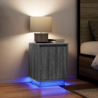 vidaXL Nočné skrinky s LED osvetlením 2 ks Sivá Sonoma 38x34x50 cm