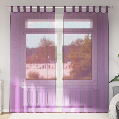 vidaXL Voálové závesy s pútkami, 2 ks, fialové, 140x245 cm